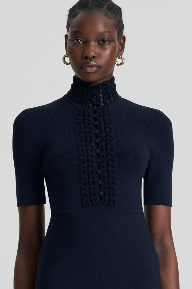 Women CREPE KNIT DAISY MINI DRESS NAVY Knitwear Scanlan Theodore Women CREPE KNIT DAISY MINI DRESS NAVY Knitwear Scanlan Theodore