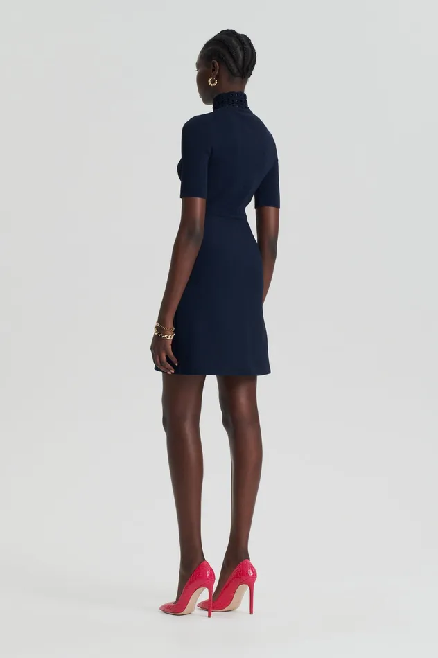 Women CREPE KNIT DAISY MINI DRESS NAVY Knitwear Scanlan Theodore Women CREPE KNIT DAISY MINI DRESS NAVY Knitwear Scanlan Theodore