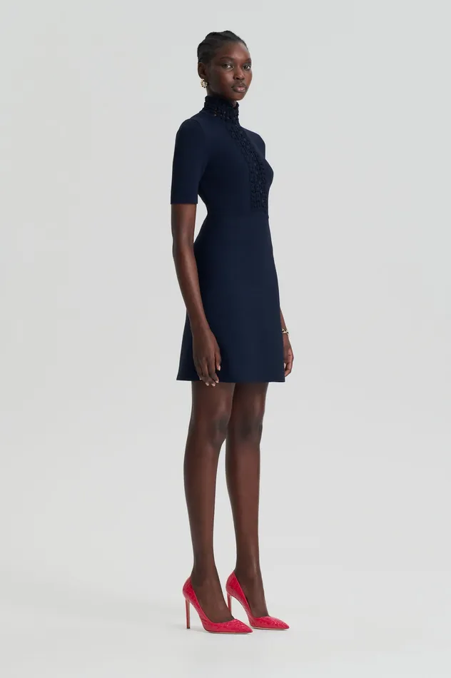 Women CREPE KNIT DAISY MINI DRESS NAVY Knitwear Scanlan Theodore Women CREPE KNIT DAISY MINI DRESS NAVY Knitwear Scanlan Theodore