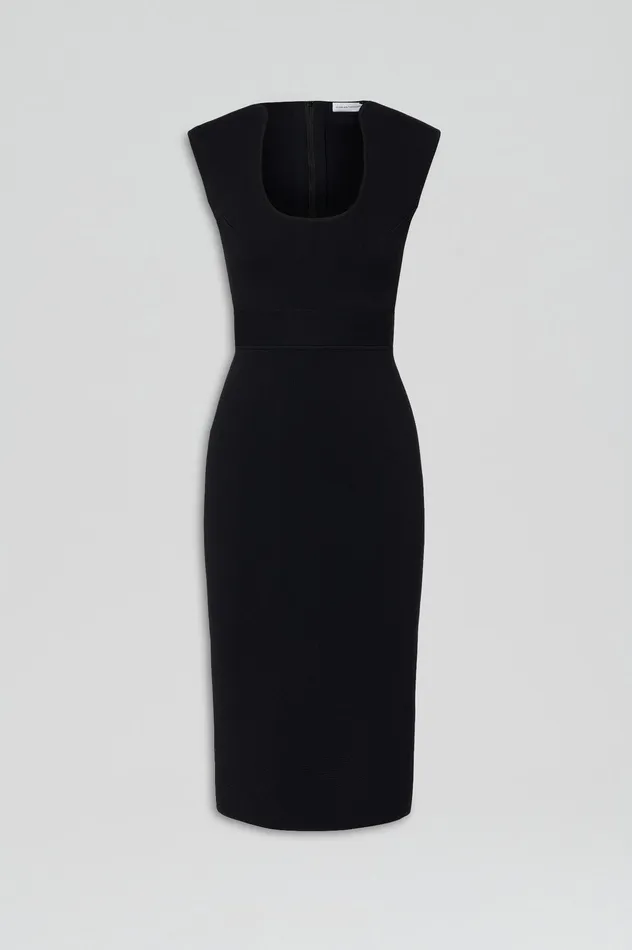 Women CREPE KNIT SCOOP NECK DRESS BLACK Dresses Scanlan Theodore