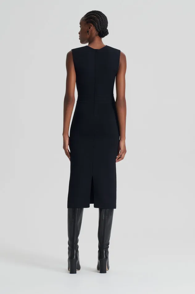 Women CREPE KNIT SCOOP NECK DRESS BLACK Dresses Scanlan Theodore