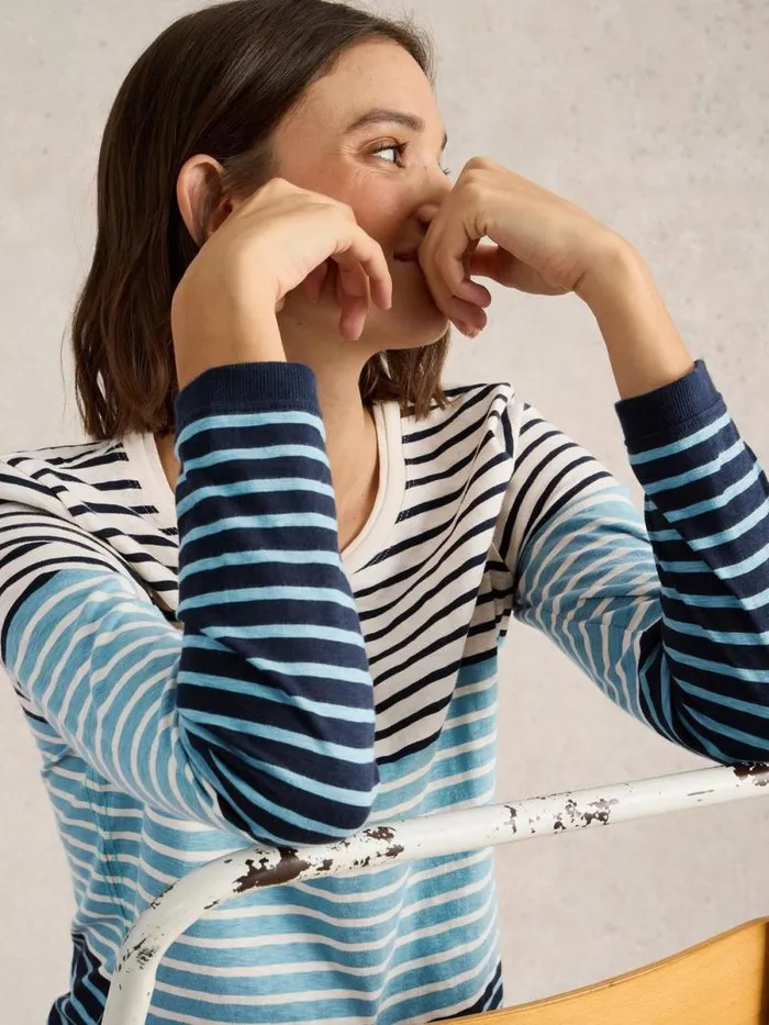 Women CREW NECK CLARA TEE Blue Multi White Stuff Shirts and Blouses Women CREW NECK CLARA TEE Blue Multi White Stuff Shirts and Blouses