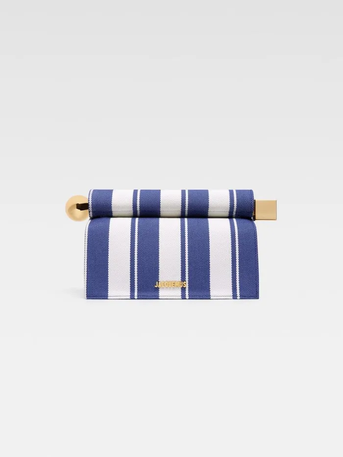 Women Crossbody and Handbags JACQUEMUS The Rond Carr Clutch Print Rayure Blue