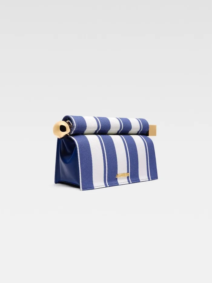 Women Crossbody and Handbags JACQUEMUS The Rond Carr Clutch Print Rayure Blue Women Crossbody and Handbags JACQUEMUS The Rond Carr Clutch Print Rayure Blue