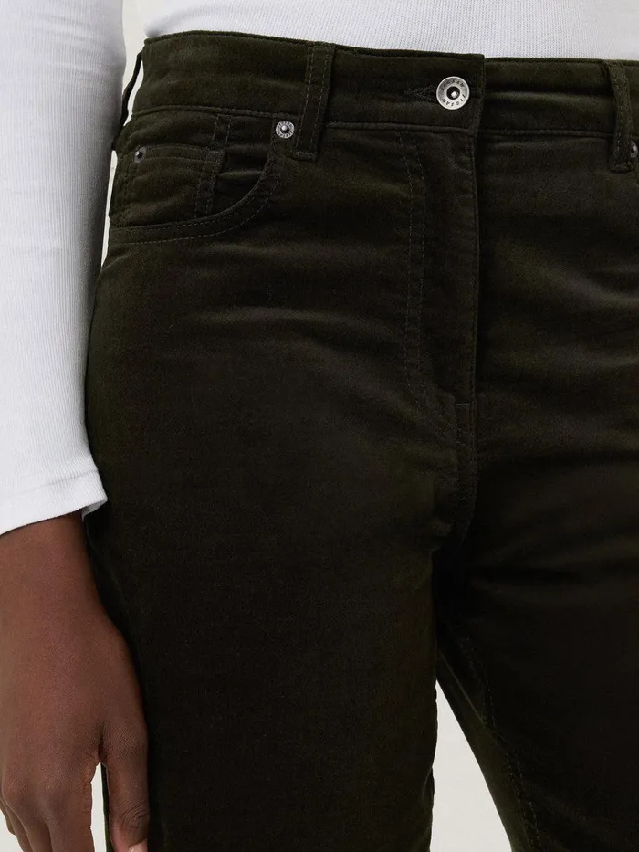 Women Delmont Velvet Tapered Jean Dark Green Jigsaw Party