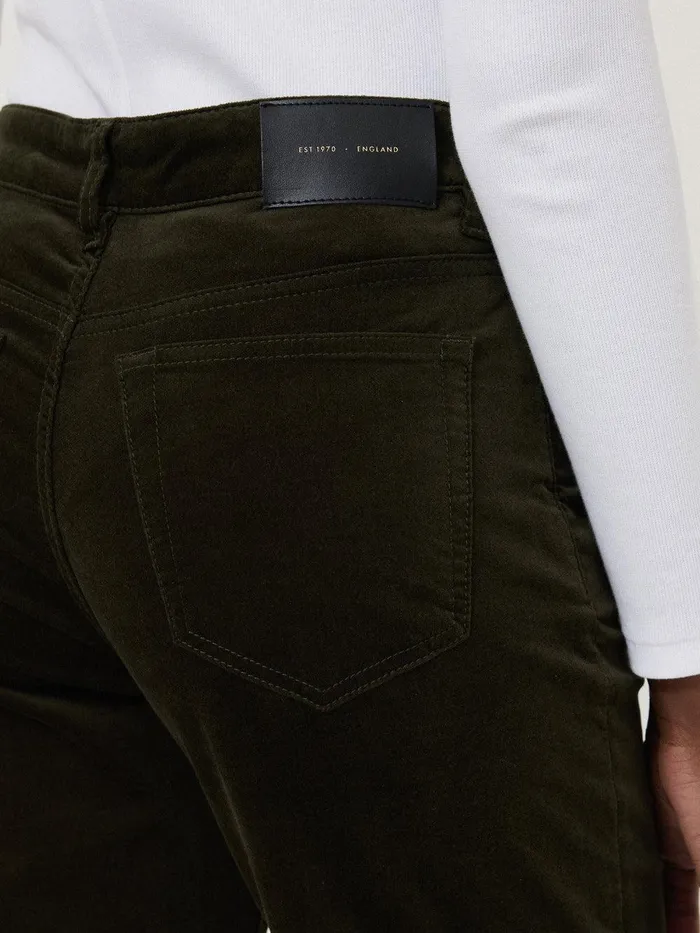 Women Delmont Velvet Tapered Jean Dark Green Jigsaw Party