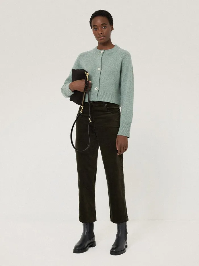 Women Delmont Velvet Tapered Jean Dark Green Jigsaw Party