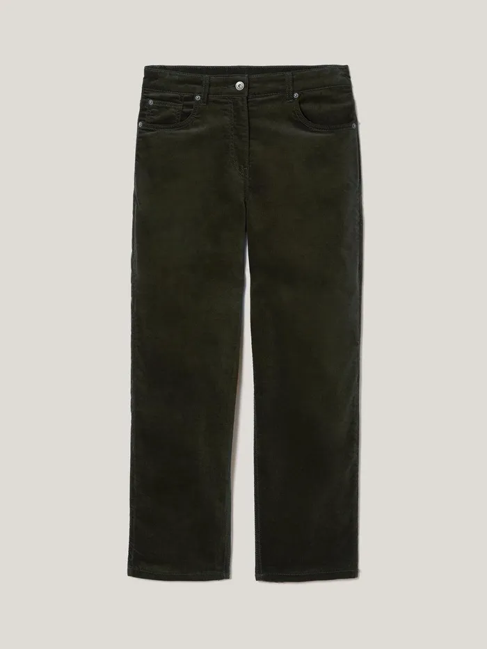 Women Delmont Velvet Tapered Jean Dark Green Jigsaw Party