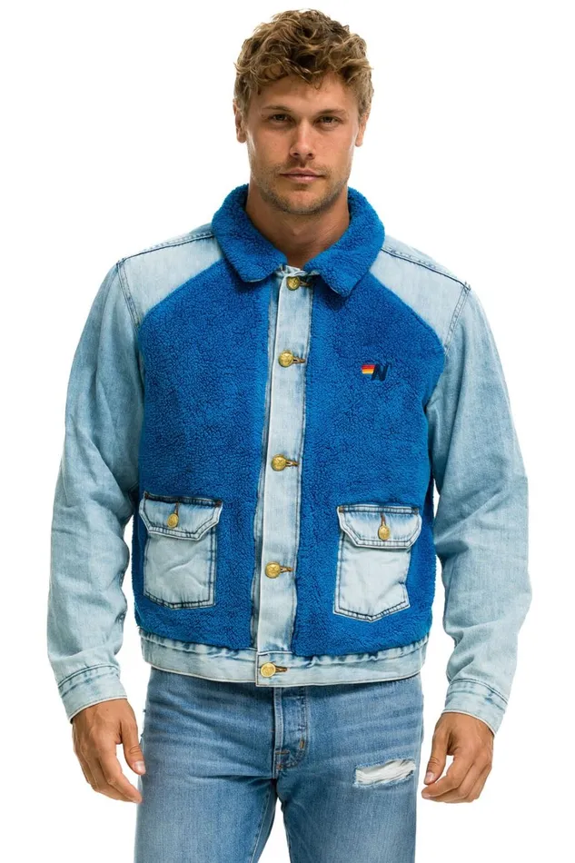 Women Denim Aviator Nation ASPEN SHERPA UNISEX DENIM JACKET 8211 SUPER LIGHT BLUE Women Denim Aviator Nation ASPEN SHERPA UNISEX DENIM JACKET 8211 SUPER LIGHT BLUE