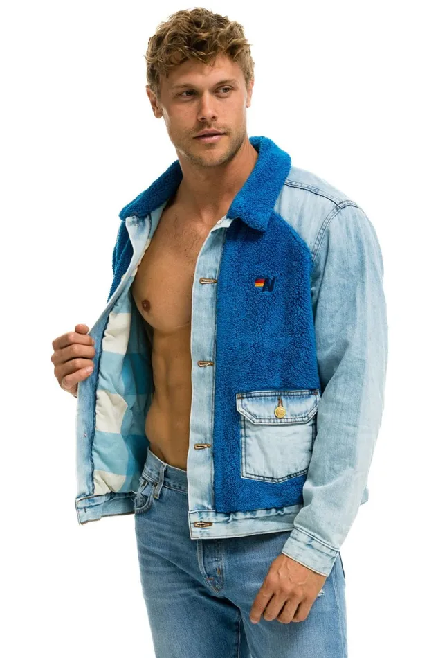 Women Denim Aviator Nation ASPEN SHERPA UNISEX DENIM JACKET 8211 SUPER LIGHT BLUE Women Denim Aviator Nation ASPEN SHERPA UNISEX DENIM JACKET 8211 SUPER LIGHT BLUE