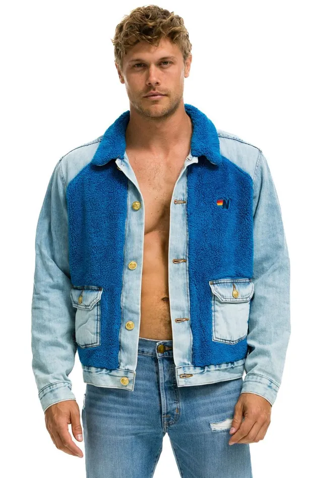 Women Denim Aviator Nation ASPEN SHERPA UNISEX DENIM JACKET 8211 SUPER LIGHT BLUE Women Denim Aviator Nation ASPEN SHERPA UNISEX DENIM JACKET 8211 SUPER LIGHT BLUE