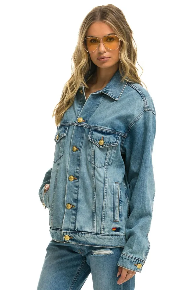 Women Denim Aviator Nation STOKED OVERSIZED CONCERT DENIM JACKET 8211 VINTAGE Women Denim Aviator Nation STOKED OVERSIZED CONCERT DENIM JACKET 8211 VINTAGE