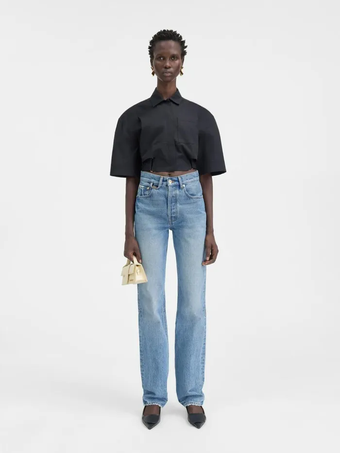 Women Denim JACQUEMUS The Straight DeNmes Denim Pants Bluetabac