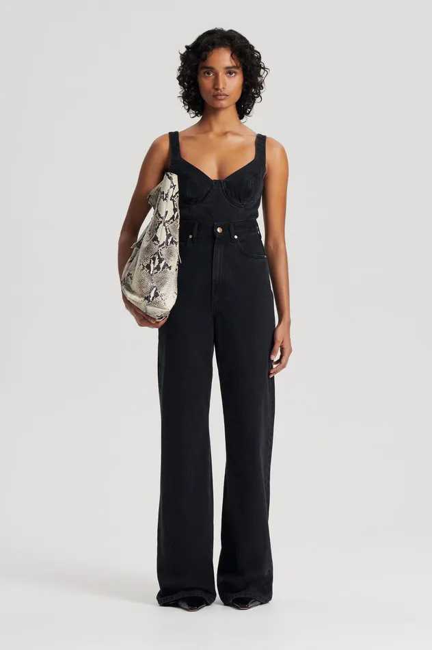 Women Denim Scanlan Theodore DENIM DRAPE LEG JEAN WASHEDBLACKG