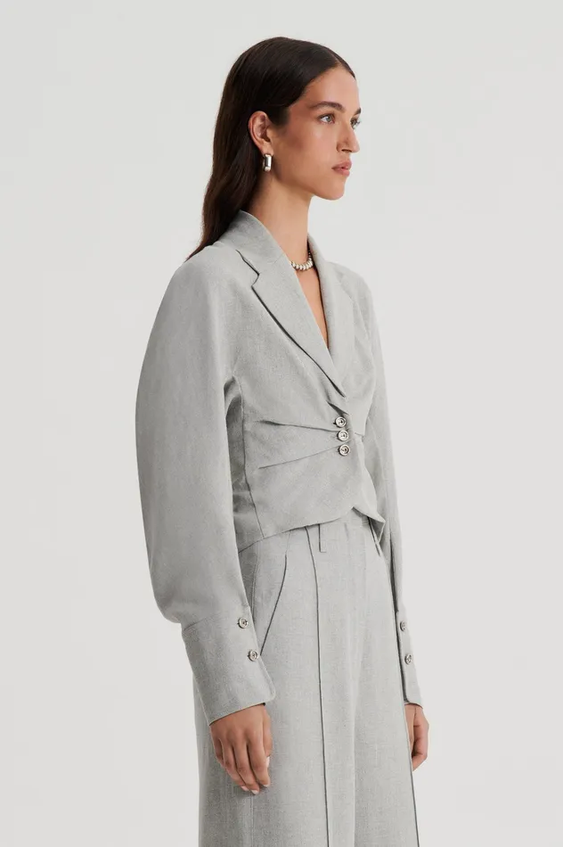 Women DRAPED TAILORED JACKET PALEGREY Jackets Scanlan Theodore Women DRAPED TAILORED JACKET PALEGREY Jackets Scanlan Theodore