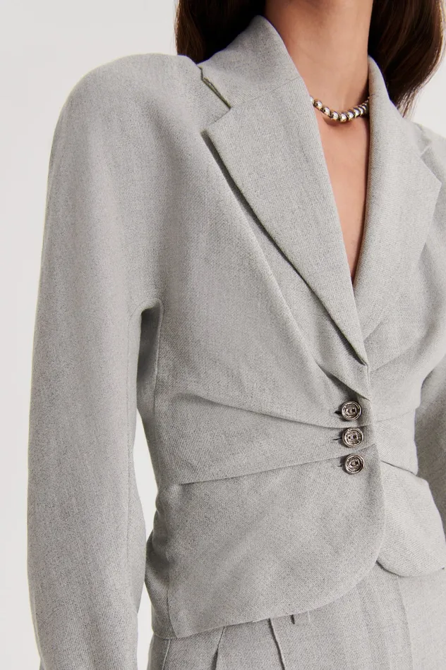 Women DRAPED TAILORED JACKET PALEGREY Jackets Scanlan Theodore Women DRAPED TAILORED JACKET PALEGREY Jackets Scanlan Theodore