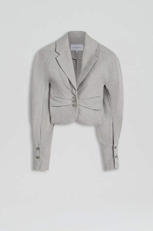 Women DRAPED TAILORED JACKET PALEGREY Jackets Scanlan Theodore Women DRAPED TAILORED JACKET PALEGREY Jackets Scanlan Theodore