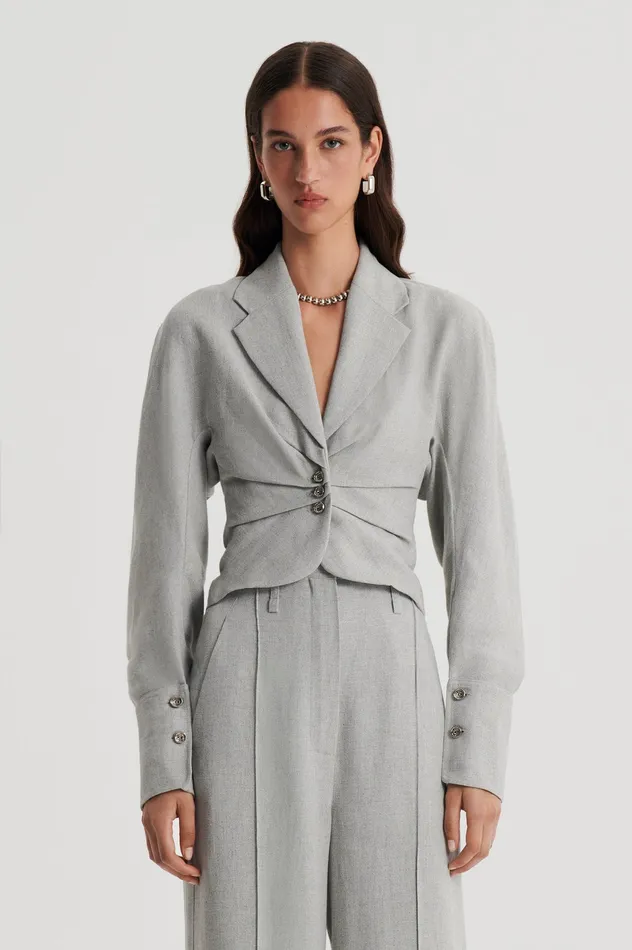 Women DRAPED TAILORED JACKET PALEGREY Jackets Scanlan Theodore Women DRAPED TAILORED JACKET PALEGREY Jackets Scanlan Theodore