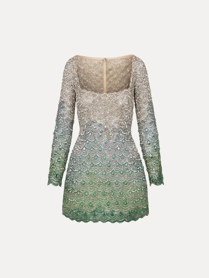 Women Dresses Oscar De La Renta Crystal Embroidered Cocktail Dress Olivine