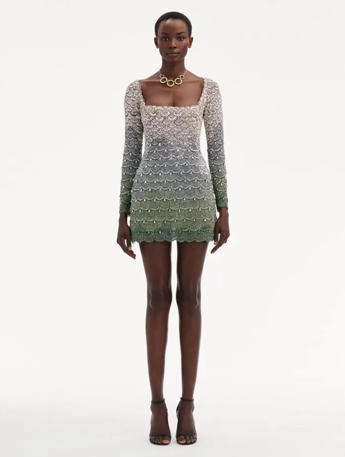 Women Dresses Oscar De La Renta Crystal Embroidered Cocktail Dress Olivine Women Dresses Oscar De La Renta Crystal Embroidered Cocktail Dress Olivine
