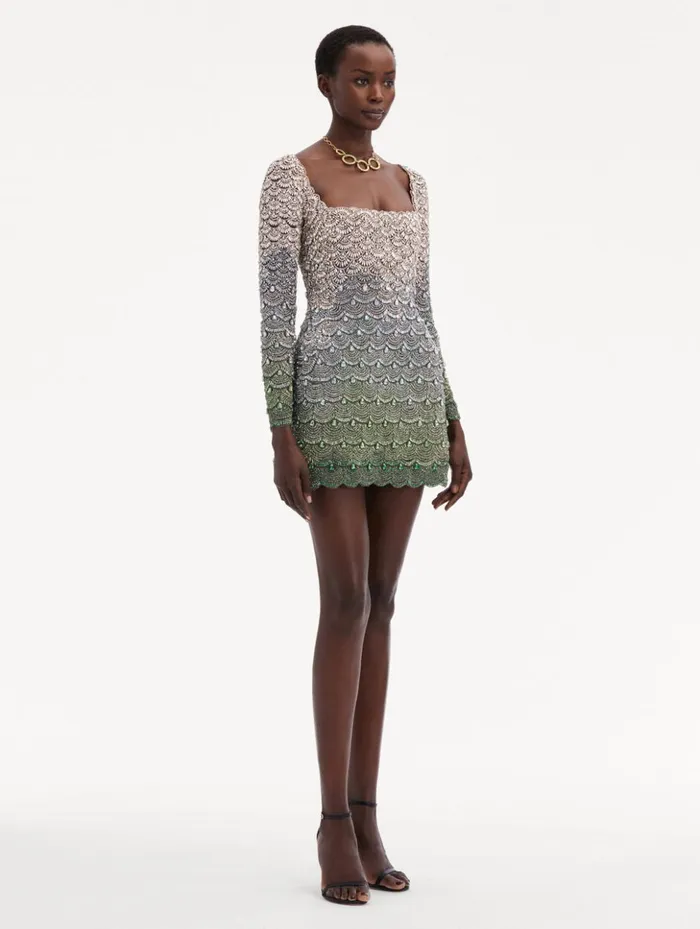 Women Dresses Oscar De La Renta Crystal Embroidered Cocktail Dress Olivine Women Dresses Oscar De La Renta Crystal Embroidered Cocktail Dress Olivine
