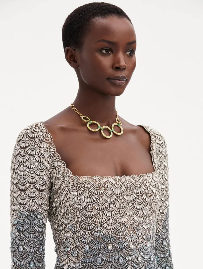 Women Dresses Oscar De La Renta Crystal Embroidered Cocktail Dress Olivine Women Dresses Oscar De La Renta Crystal Embroidered Cocktail Dress Olivine
