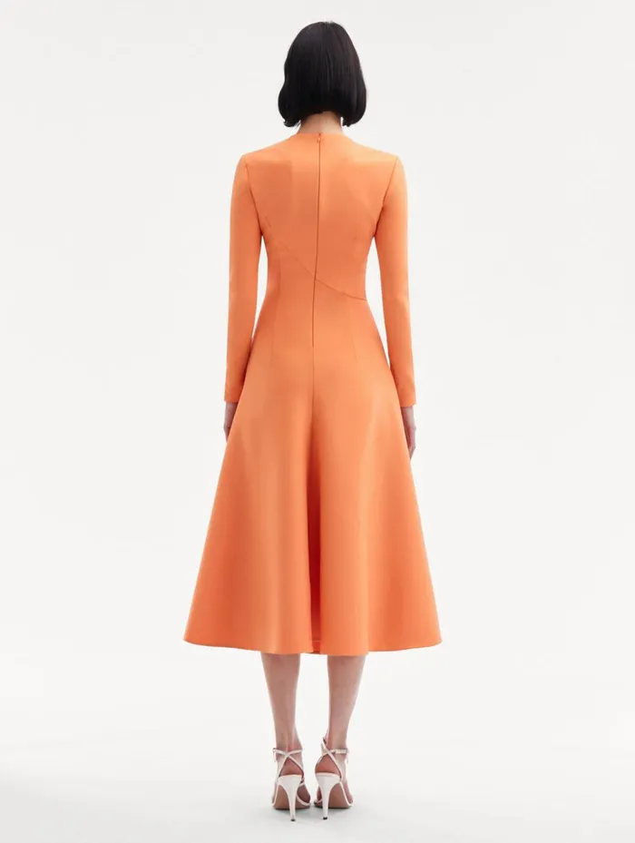 Women Dresses Oscar De La Renta Fern Cutout Midi Dress Apricot Women Dresses Oscar De La Renta Fern Cutout Midi Dress Apricot