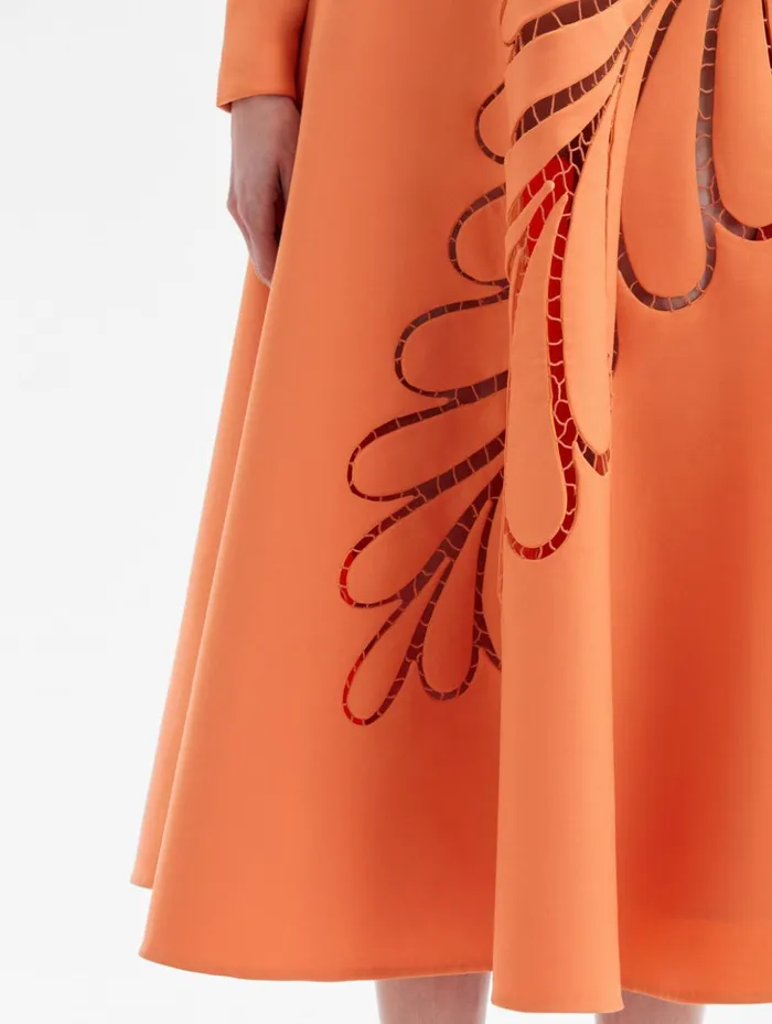 Women Dresses Oscar De La Renta Fern Cutout Midi Dress Apricot Women Dresses Oscar De La Renta Fern Cutout Midi Dress Apricot