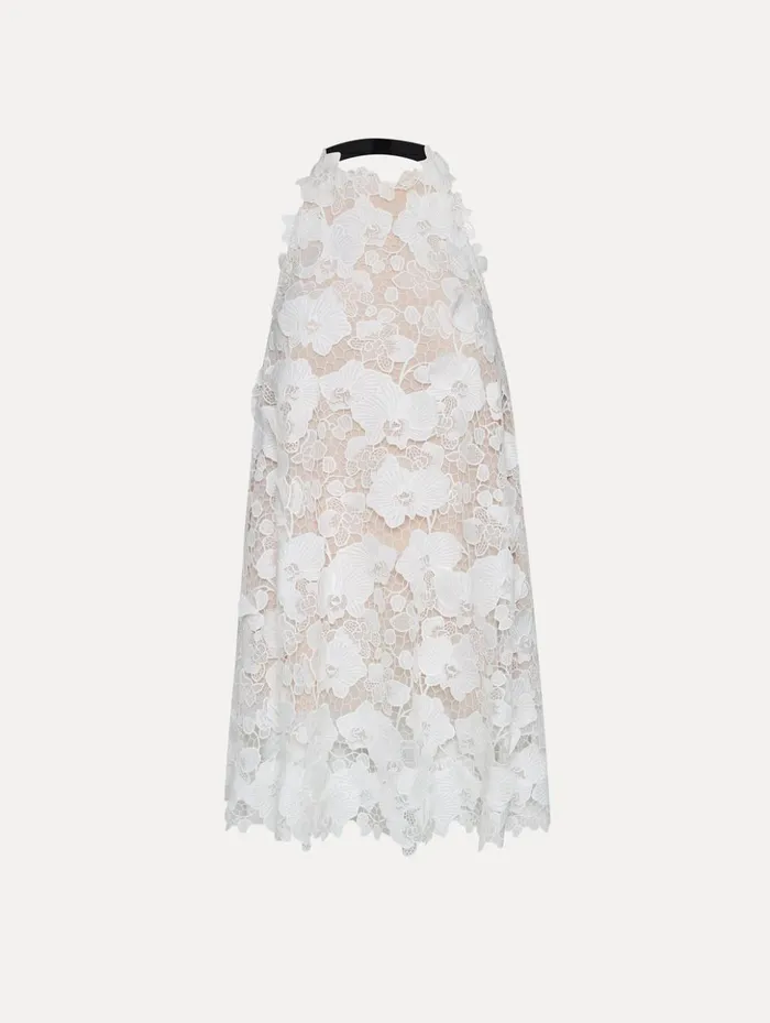 Women Dresses Oscar De La Renta Orchid Embroidered Guipure Dress White