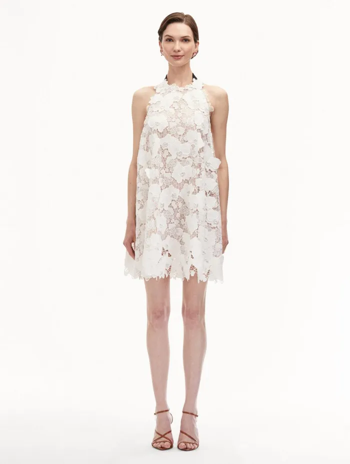 Women Dresses Oscar De La Renta Orchid Embroidered Guipure Dress White Women Dresses Oscar De La Renta Orchid Embroidered Guipure Dress White