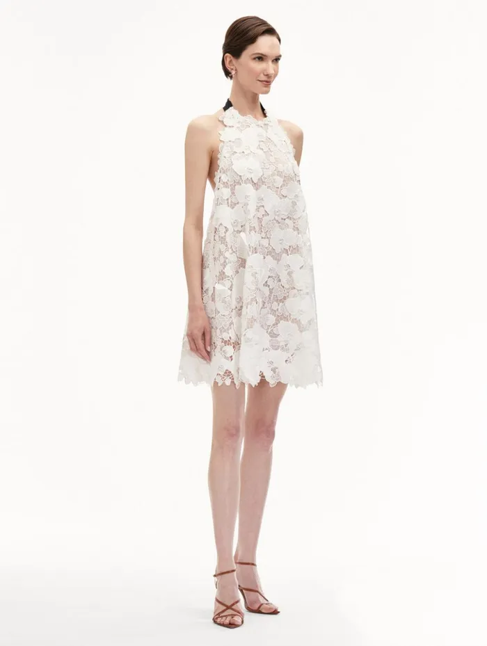Women Dresses Oscar De La Renta Orchid Embroidered Guipure Dress White Women Dresses Oscar De La Renta Orchid Embroidered Guipure Dress White