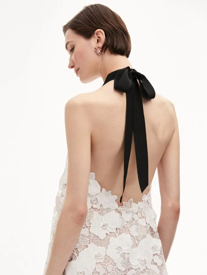 Women Dresses Oscar De La Renta Orchid Embroidered Guipure Dress White Women Dresses Oscar De La Renta Orchid Embroidered Guipure Dress White
