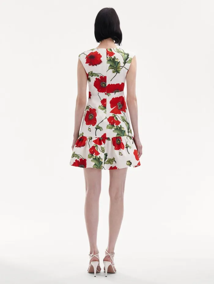 Women Dresses Oscar De La Renta Poppy Cotton Cloqu Dress White Red Women Dresses Oscar De La Renta Poppy Cotton Cloqu Dress White Red