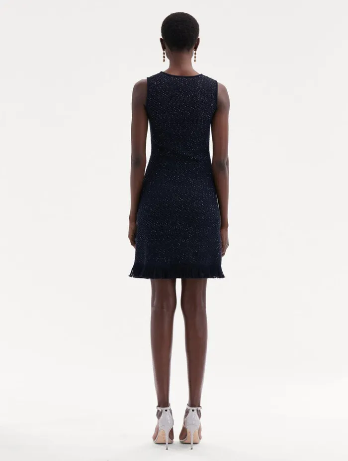 Women Dresses Oscar De La Renta Sequin Tweed Dress Navy Women Dresses Oscar De La Renta Sequin Tweed Dress Navy