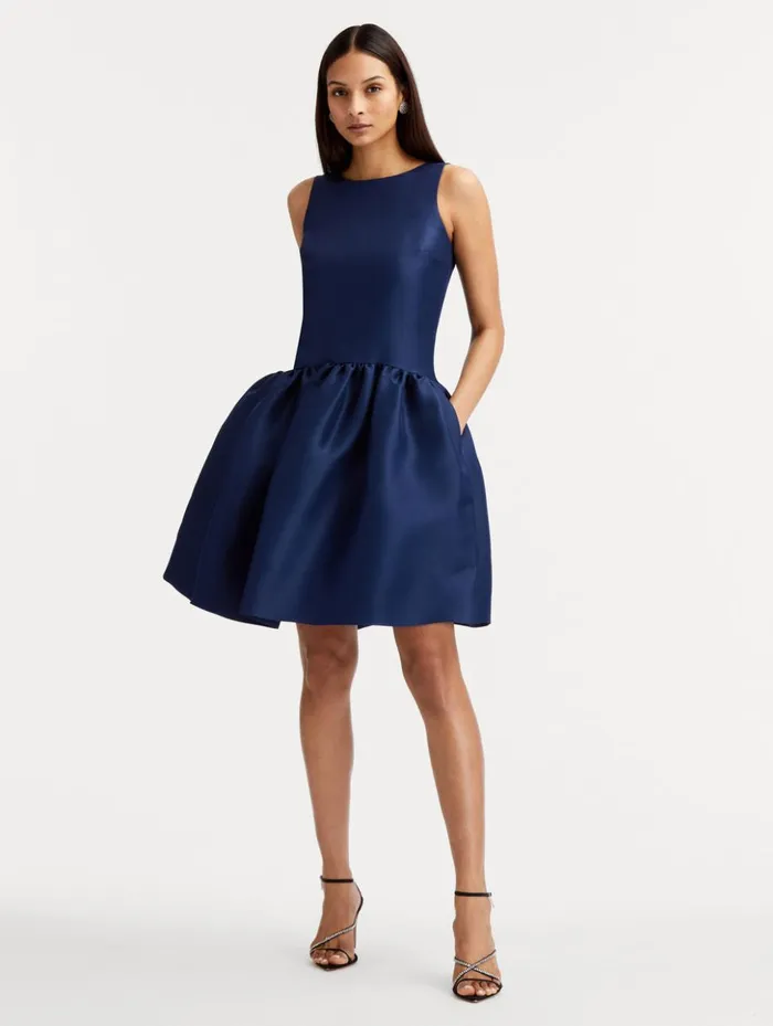 Women Dresses Oscar De La Renta Silk Drop Waist Cocktail Dress Navy Women Dresses Oscar De La Renta Silk Drop Waist Cocktail Dress Navy