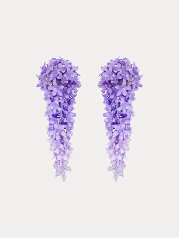 Women Earrings Oscar De La Renta Cascading Flower ClipOn Earrings Lavender