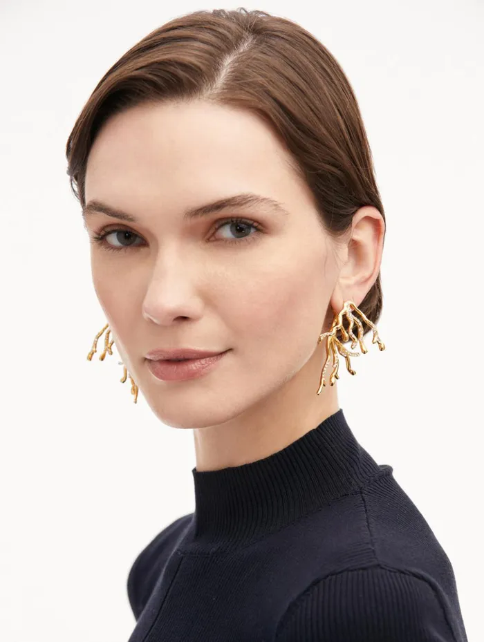 Women Earrings Oscar De La Renta Coral and Gold Drops Earrings Gold Women Earrings Oscar De La Renta Coral and Gold Drops Earrings Gold