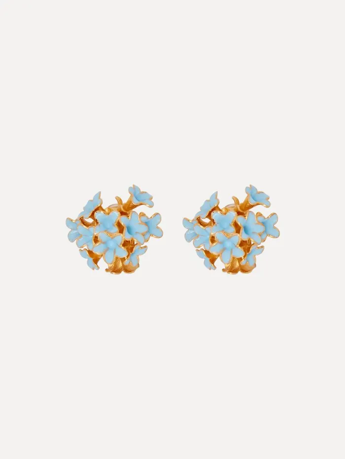 Women Earrings Oscar De La Renta Enamel Bouquet Button ClipOn Earrings Blue