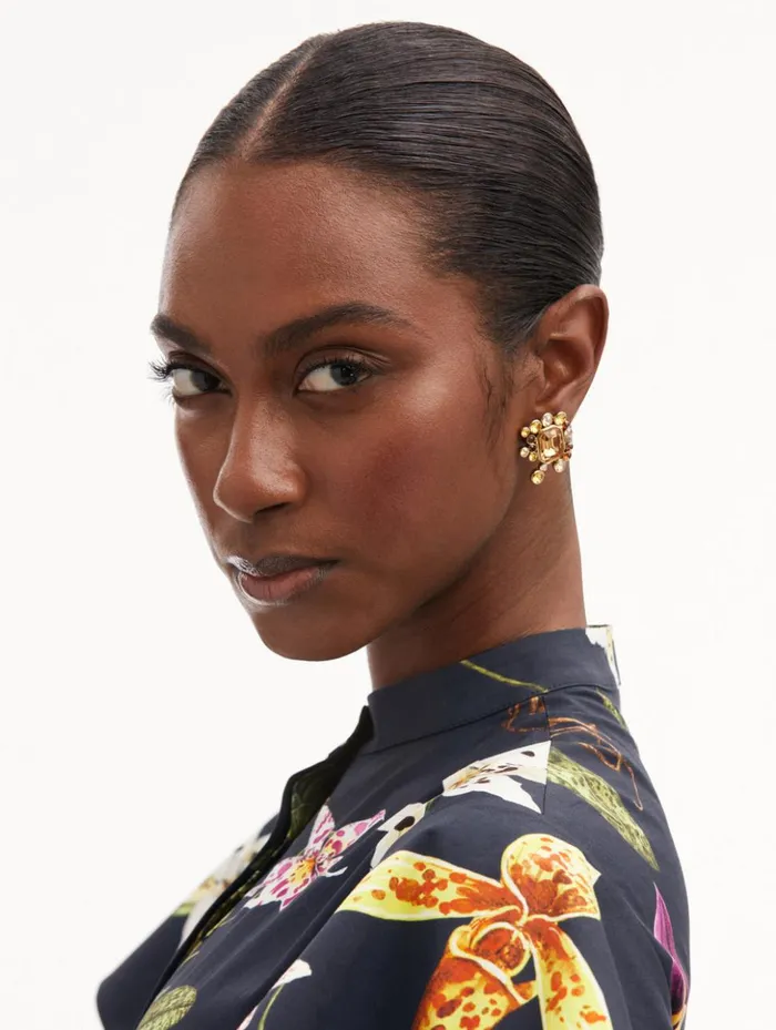Women Earrings Oscar De La Renta Mixed Crystal Cluster Earrings Topaz Women Earrings Oscar De La Renta Mixed Crystal Cluster Earrings Topaz