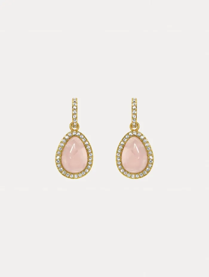 Women Earrings Oscar De La Renta Rose Quartz Cabochon Drop Earrings Rose Quartz