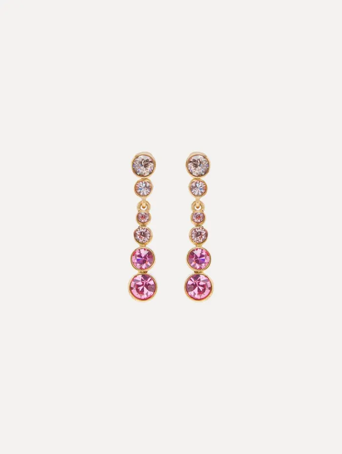 Women Earrings Oscar De La Renta Round Stone Drop ClipOn Earrings Rose Gold Multi
