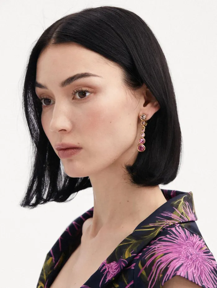 Women Earrings Oscar De La Renta Round Stone Drop ClipOn Earrings Rose Gold Multi Women Earrings Oscar De La Renta Round Stone Drop ClipOn Earrings Rose Gold Multi