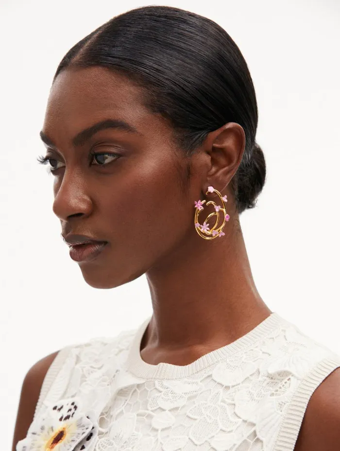Women Earrings Oscar De La Renta Tangled O Floral Earrings Rose Women Earrings Oscar De La Renta Tangled O Floral Earrings Rose