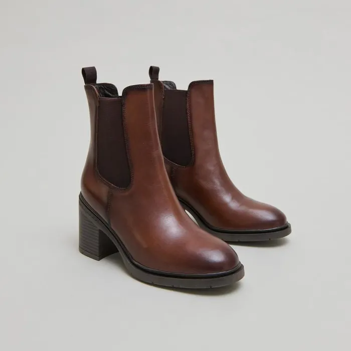 Women Elasticated Ankle Boots With Rounded Toes Cognac JONAK Ankle Boots Lowboots