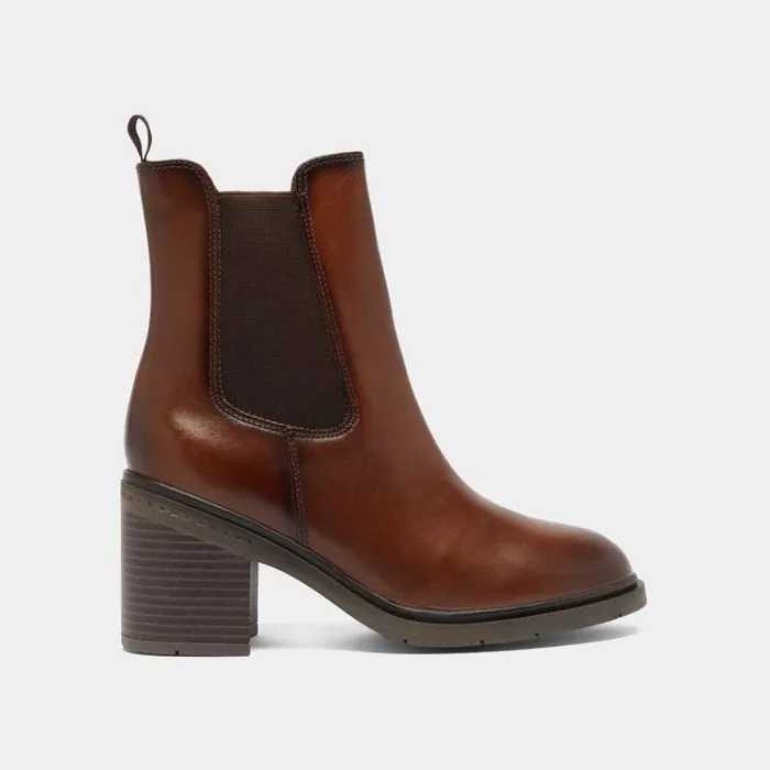 Women Elasticated Ankle Boots With Rounded Toes Cognac JONAK Ankle Boots Lowboots