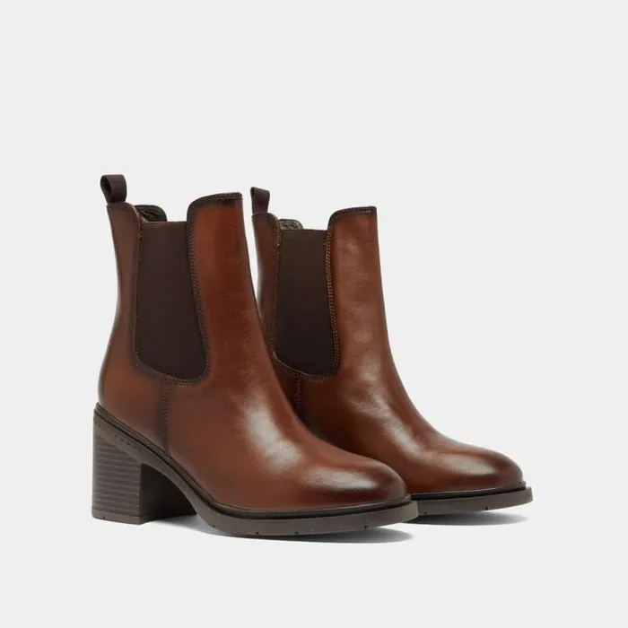 Women Elasticated Ankle Boots With Rounded Toes Cognac JONAK Ankle Boots Lowboots
