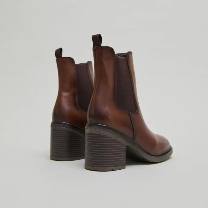 Women Elasticated Ankle Boots With Rounded Toes Cognac JONAK Ankle Boots Lowboots
