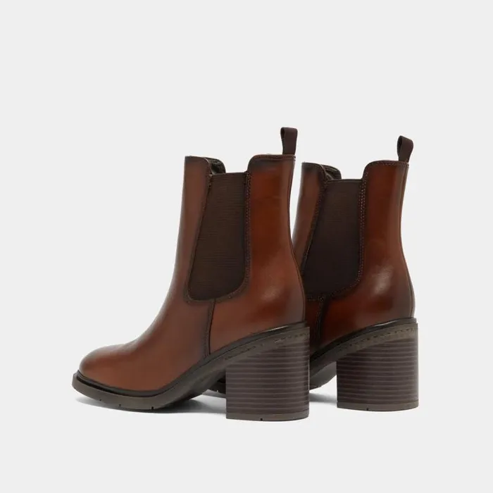 Women Elasticated Ankle Boots With Rounded Toes Cognac JONAK Ankle Boots Lowboots
