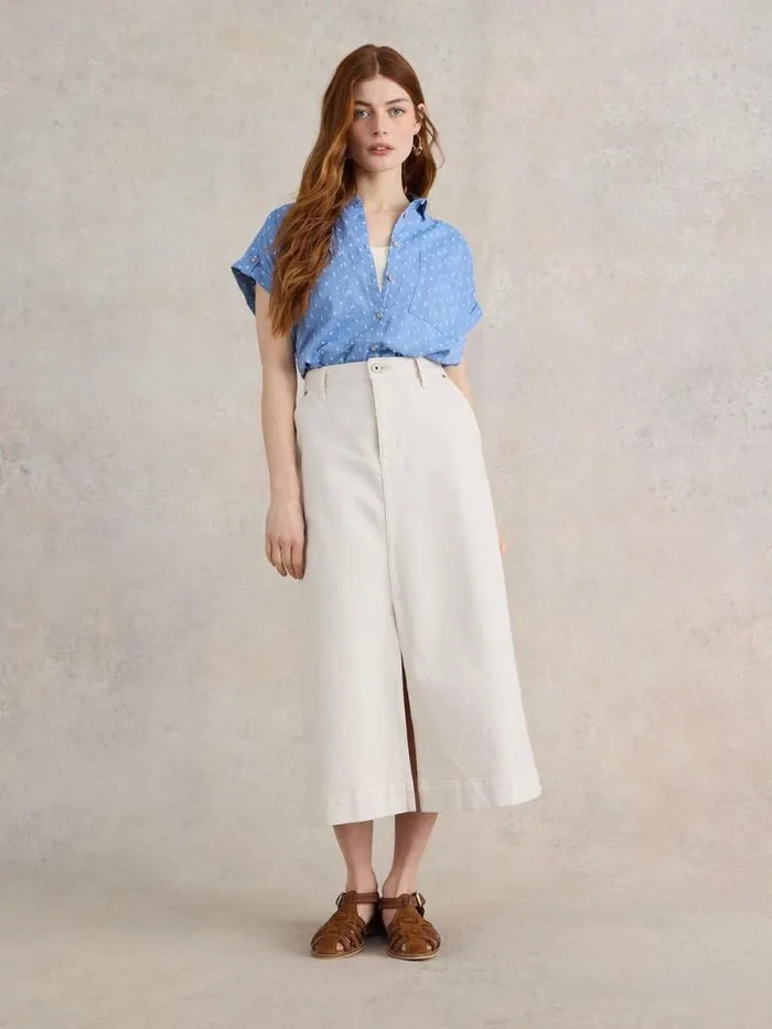 Women Ellie Organic Cotton Shirt Blue Multi White Stuff Shirts and Blouses
