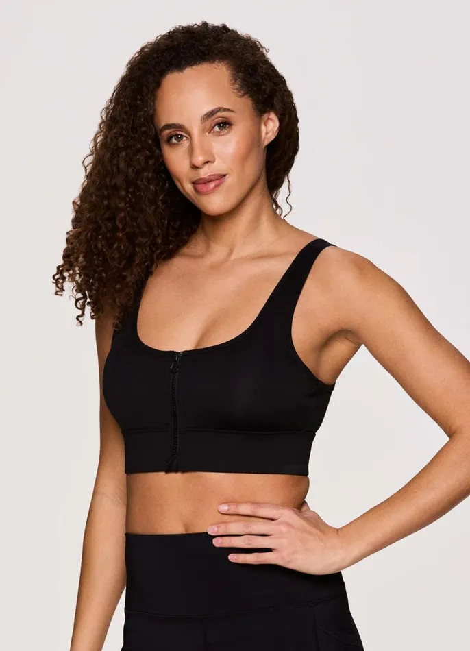 Women Everyday Zip Front Bra Black RBX Active Sports Bras